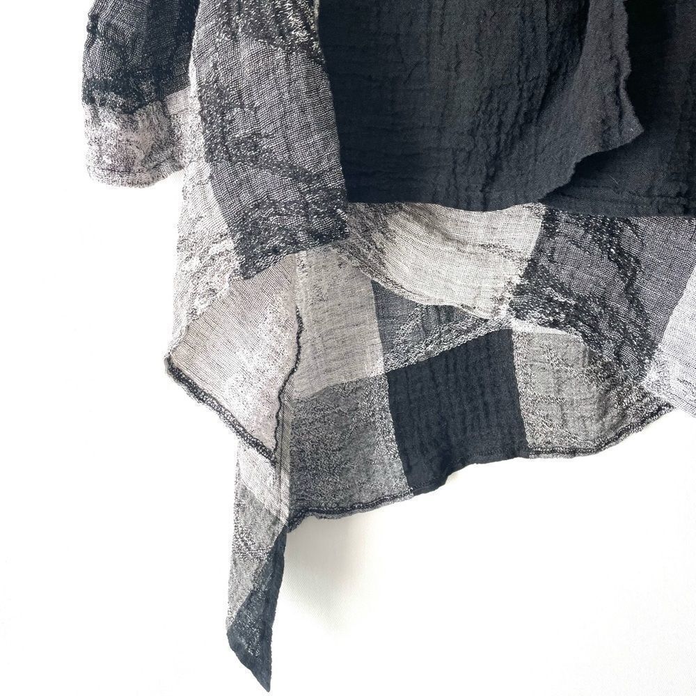 igor dobranic plaid Black/white oversized linen blouse Tunic size S 340 - Picture 4 of 7